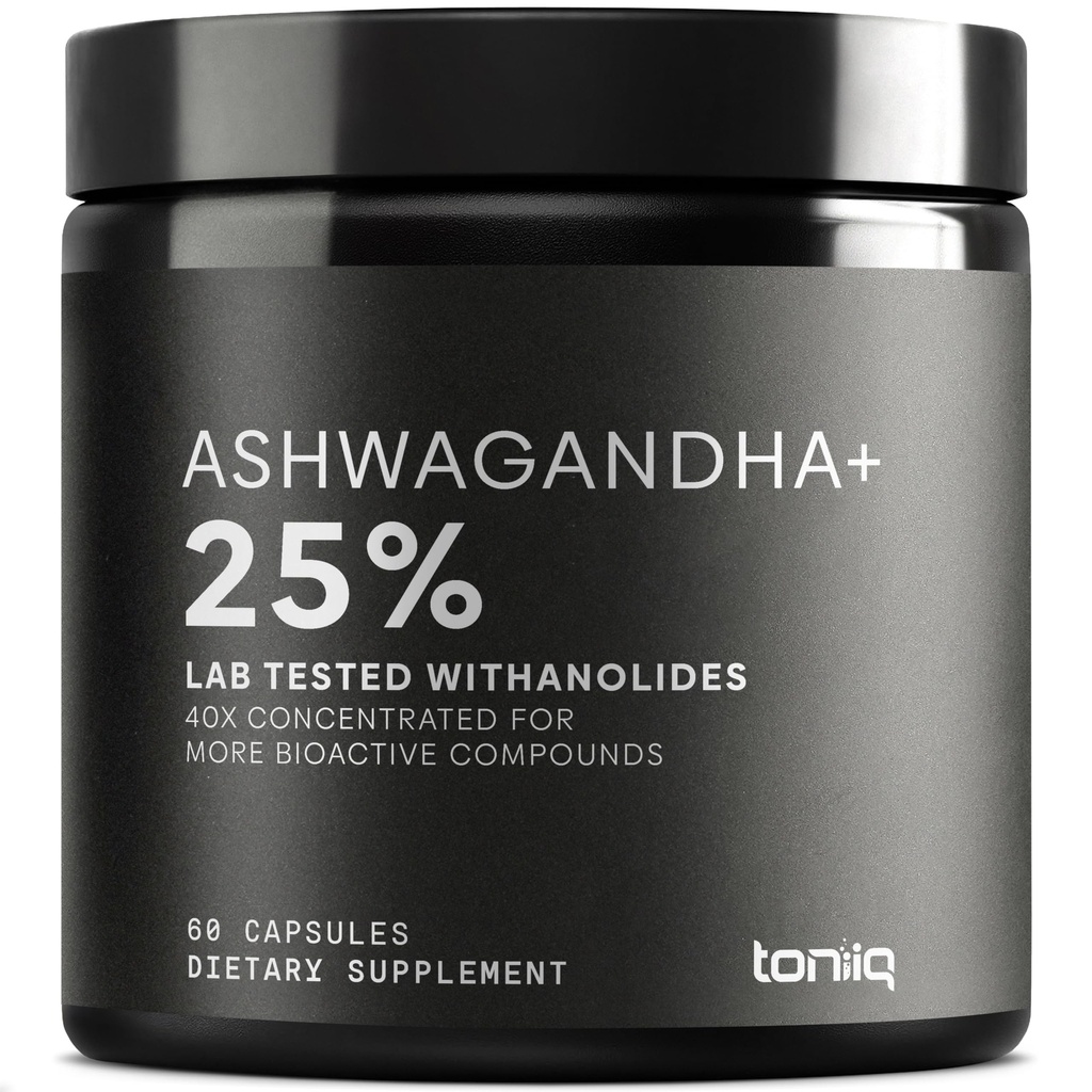 Ashwagandha - 매우 높은 효능 40 : 1 25% withanolides를 가진 추출물 - 인도에서 수확한 야생 - 높게 집중된 & 제3자 실험실 - 60의 캡슐