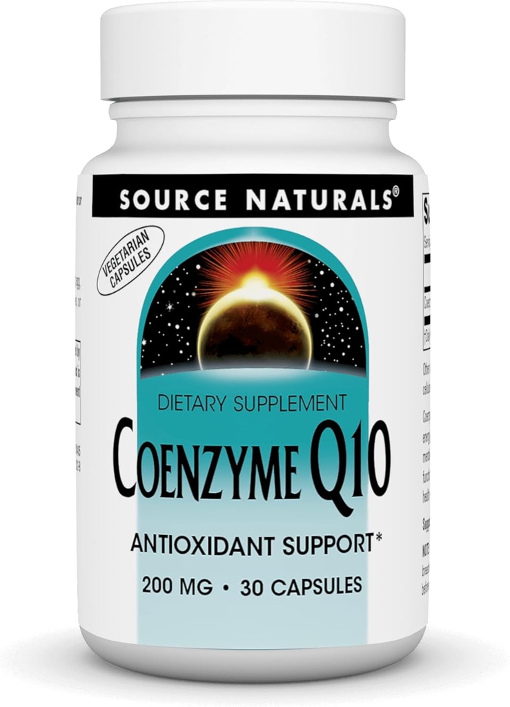 Source Naturals Coenzyme Q10, 에너지 생산, 심장 기능 지원, 산화 방지 보호 및 건강한 Gums, 200 mg - 30 채식 캡슐에 대한 산화 방지제 지원 *