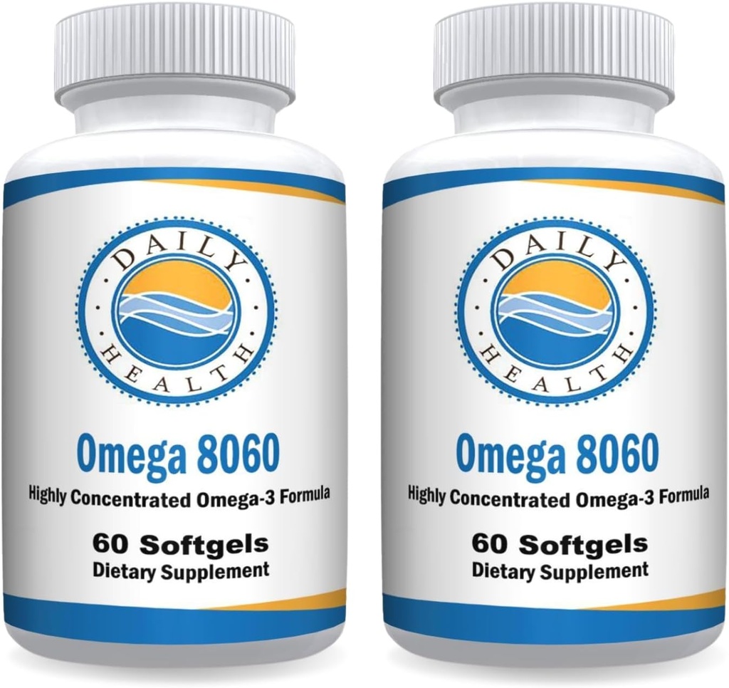 오메가 8060 2400mg 오메가 3 물고기 기름 합동 건강 보충교재 60 softgel - 2 달 공급 - 2pk