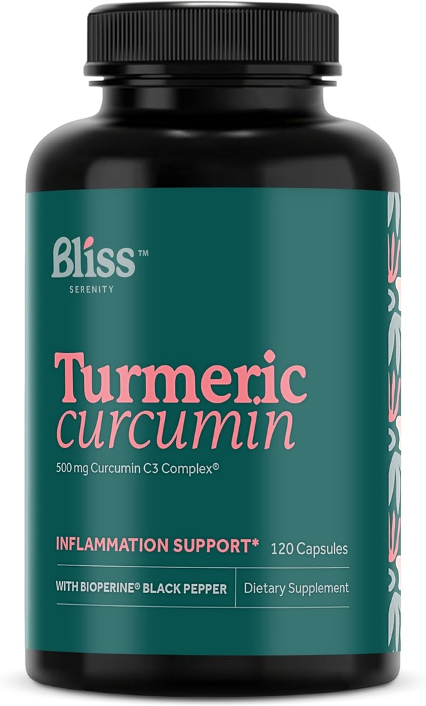 심황 쿠르쿠민 C3 Complex 500 mg, 더 나은 흡수를위한 검은 후추와 강화; 코셔 인증, 비 GMO 및 글루텐 무료 - 표준화 된 95 % 쿠르쿠민이드 - 120 VegCaps