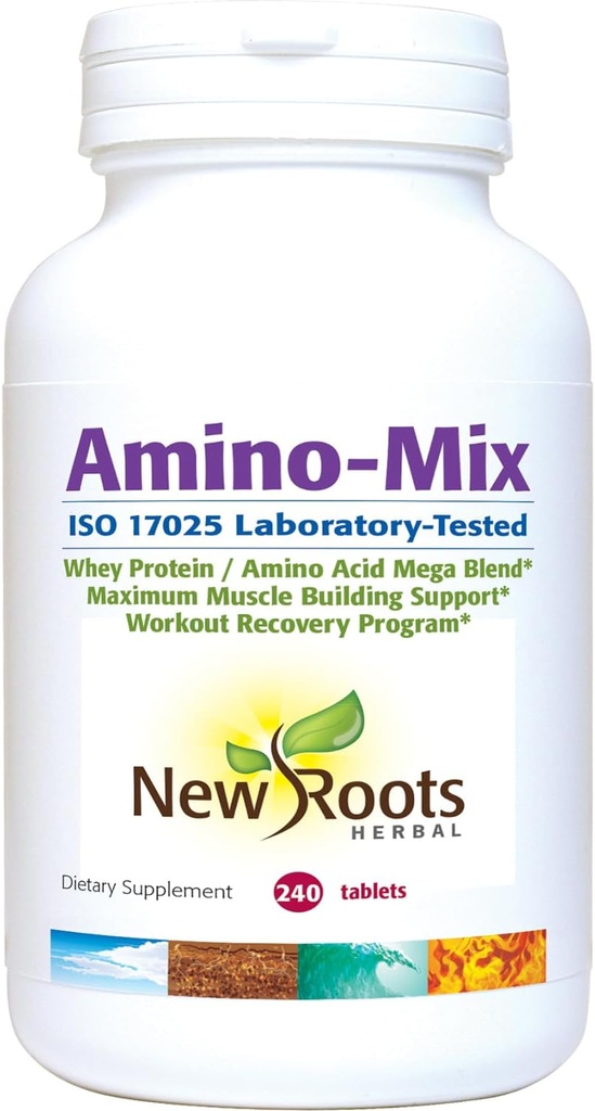 NEW ROOTS HERBAL Amino-Mix 보충 | 분지 체인 아미노산 (BCAAs) - 240 캡슐