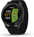 Garmin Approach® S50, 고급 골프 GPS Smartwatch, AMOLED 디스플레이, On-Course 특징, 손목 기반 하트 비율, 슬레이트 알루미늄 베젤 블랙 컴포트핏 나일론 밴드