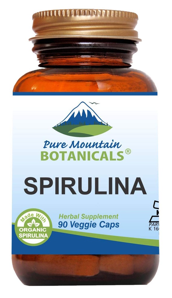 순수한 산 식물 Spirulina 캡슐 - 90 Kosher Vegan Caps - 지금 450mg 유기 Spirulina 분말 - 자연의 Superfood 보충교재