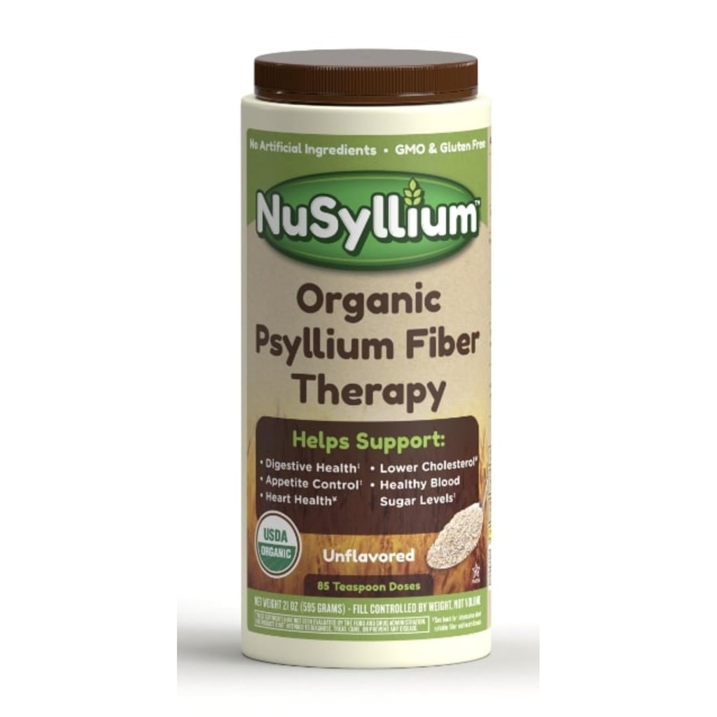 NuSyllium Psyllium Husk 파우더 USDA 유기, 21 Oz, 브라운 설탕과 다이어트 섬유 보충, 소화 건강 촉진 * 불쾌, 85 서빙