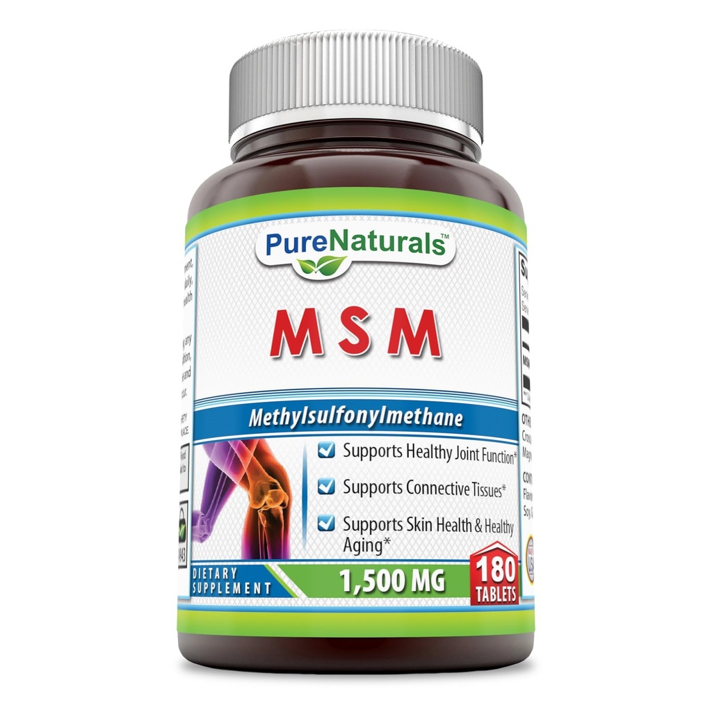 순수 천연 MSM (Methylsulphonylmethane) 보충 | 1500 Mg Per 서빙 | 180 정제 | Non-GMO | 글루텐 프리 | 미국에서 제작