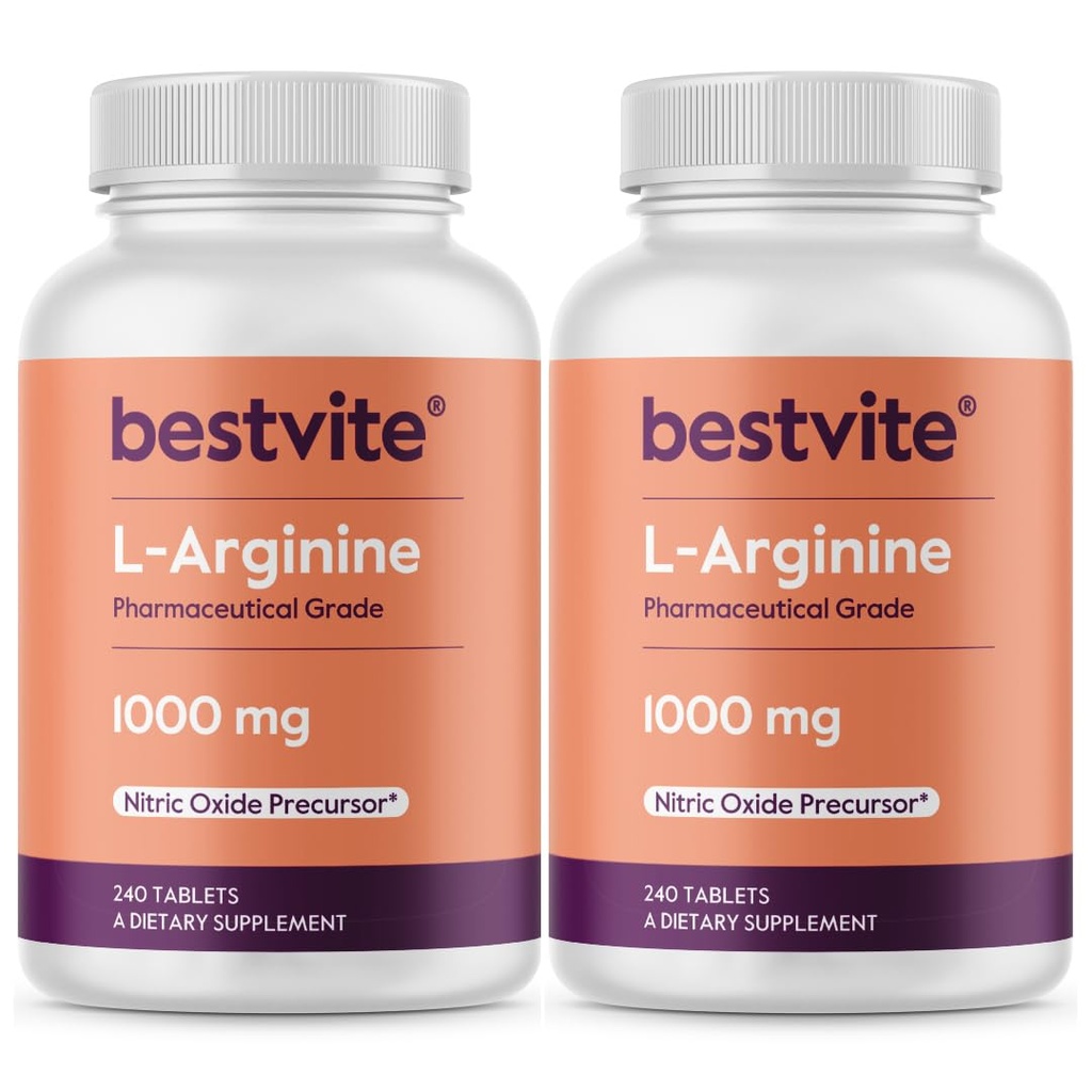 정제 당 BESTVITE L 아르기닌 1000mg (480의 정제) (240의 x 2) – 약제 급료 – 아르기닌 HCl에 비교되는 20% 더 순수한 아르기닌을 포함합니다 – 질소 Precursor*