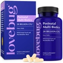 Lovebug Postnatal Probiotics - Breastfeeding을위한 20 억 CFUs 멀티 스트레인 - Fenugreek, 우유 이틀 및 Fennel, Breast Milk & Gut Health, Postpartum Essentials, 30 캡슐 지원