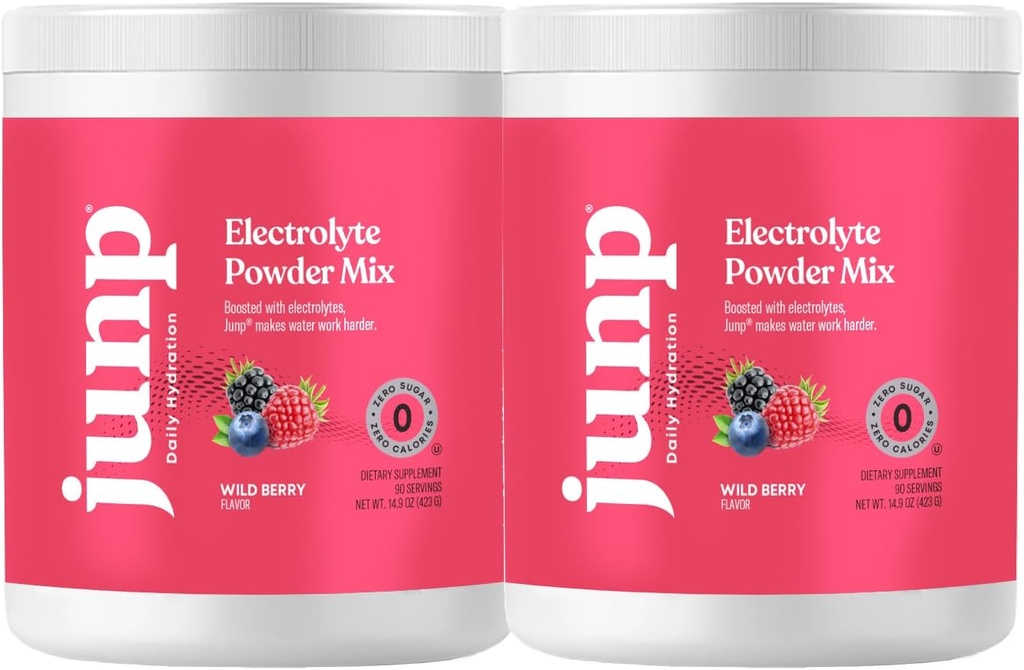 JUNP Electrolytes Powder No Sugar No Carbs - 와일드 베리 과일 맛 음료 혼합 - 칼륨 & 소금 Electrolyte Hydration Powder Zero Calorie Sugar Free Electrolyte Powder, Keto Friendly, 180 서빙