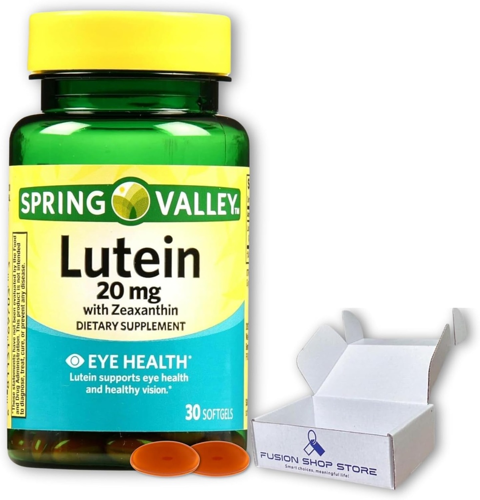 스프링 밸리 루테인 20mg- Zeaxanthin 30 softgels (팩 1), Fusion Shop Store에 의해 상자