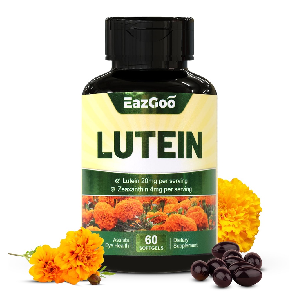 눈, Lutein 20mg, Lutein 및 Zeaxanthin 보충물, 눈 보충교재, 눈 구호 & 지원 시각 건강, Vegan, 60 Softgels를 위한 Lutein