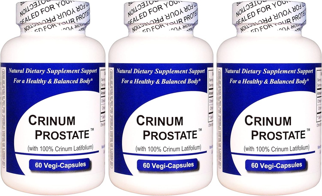 Crinum Prostate 3-Pack (병 당 60 Vegi 모자) 100% 집중된 베트남 Crinum Latifolium는, 실리콘 이산화티탄, Talc, 마그네슘 스테아리 등과 같은 합성 충전물 없음을 포함합니다.
