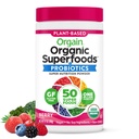 Orgain Organic Greens Powder + 50 Superfoods, Berry - 소화 건강, 산화 방지제, Vegan, 플랜트 기반, 글루텐 프리, 비 GMO, 녹색 주스 및 스무디 음료 혼합 - 0.62lb