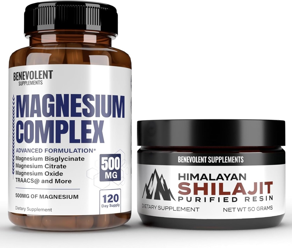5 최고의 형태 및 Himalayan Shilajit 수지와 마그네슘 복합물 - 500mg 마그네슘 글리세라이드, 산화물, 타우레이트, 킬레이트, 마그네슘 시트레이트의 4 개월 공급 - 85 + 에너지에 대한 Trace Minerals