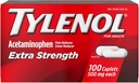 TYLENOL 여분 힘 고통 Reliever & Fever 흡진기 500 mg의 2의 모자 100 ea 팩