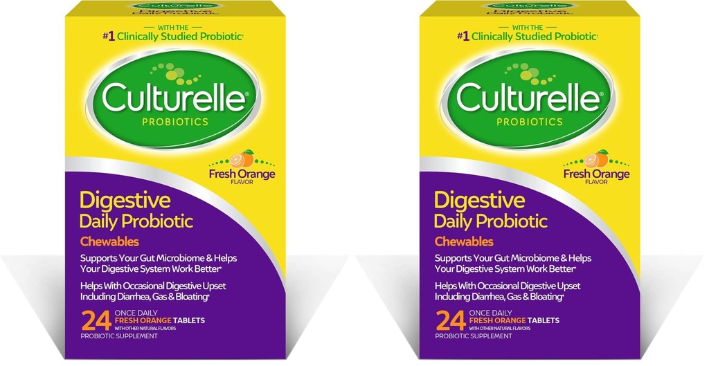 Culturelle 소화 건강 매일 Probiotic-Chewables, 남자 & 여자를 위한 프로바이오틱스, 임상적으로 장식된 Probiotic-Strain, 10 억 CFUs, 지원 Occasional Diarrhea, 가스, bloating, 24 조사 (2의 포장)