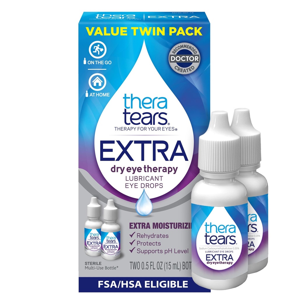 TheraTears 엑스트라 드라이 아이 드롭, 트윈 팩, 2 병 x 0.5 fl oz (팩 1)
