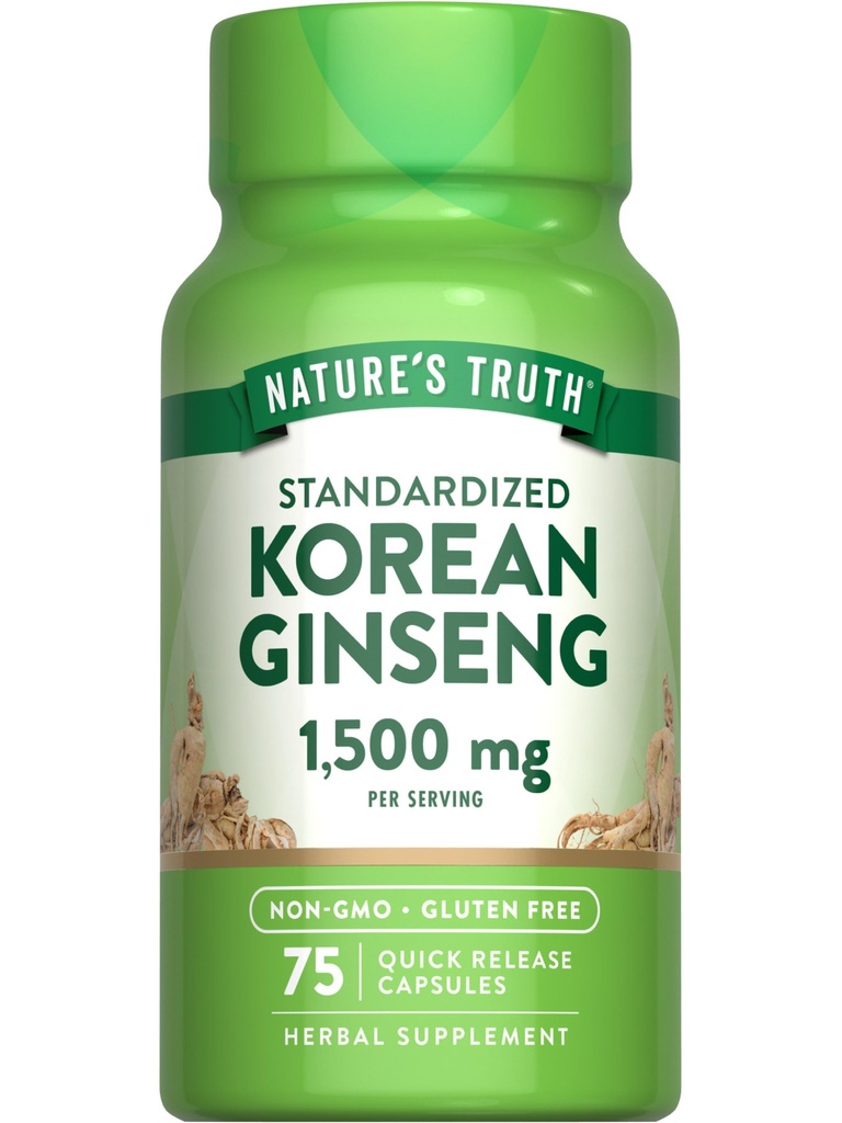 Nature's Truth Korean Ginseng Capsules | 75 개 | 표준화된 추출물 | Non-GMO & 글루텐 무료 보충