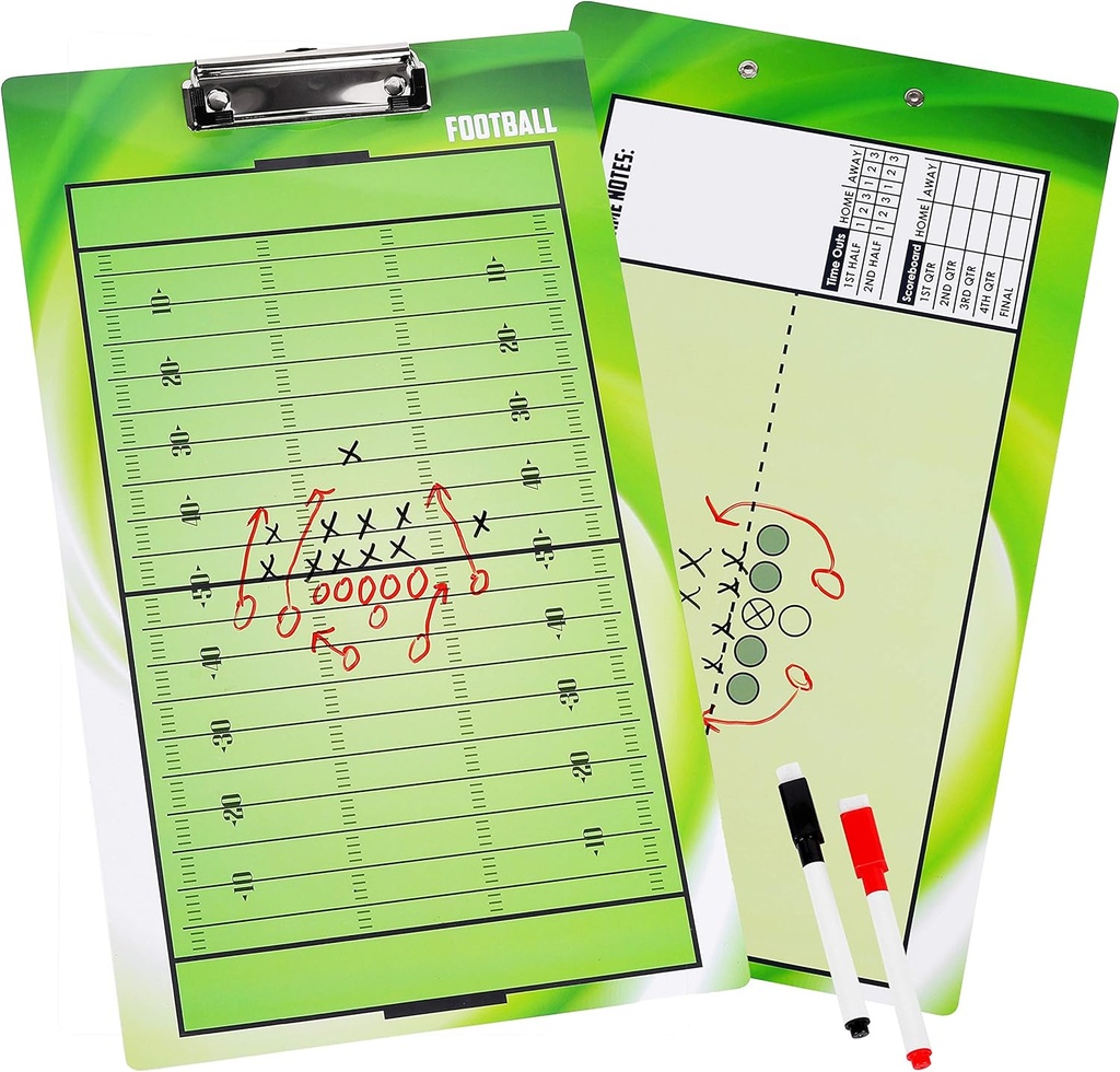 BETTERLINE 축구 코칭 보드 더블 - 미국 축구 코치를위한 드라이 엘리아스 클립 보드 - 2 Erasable Pens와 함께 제공됩니다