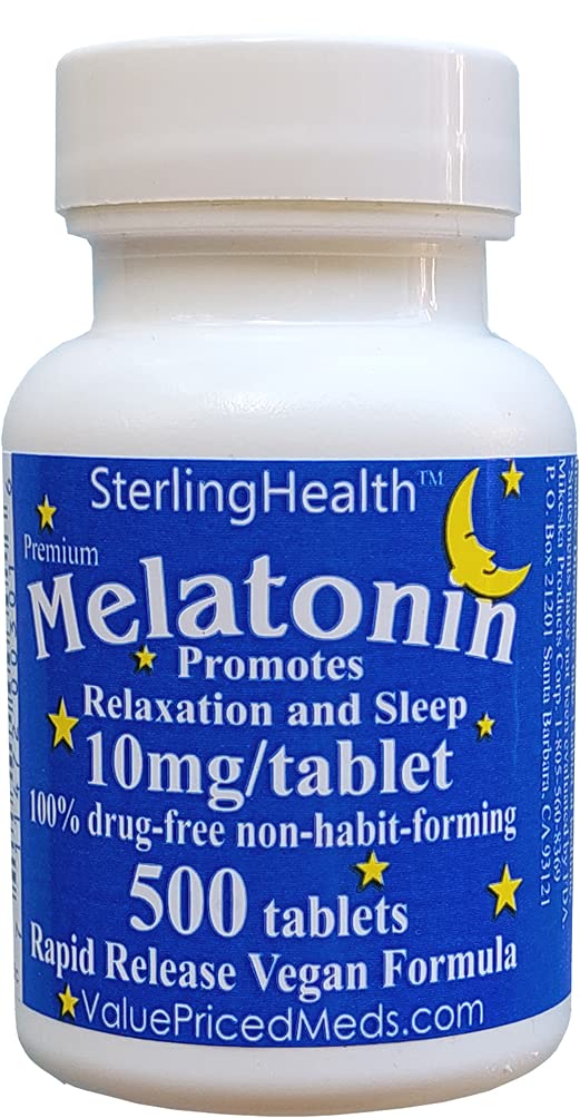 Melatonin 500 조사 10mg 빠른 녹은 Vegan 최고 힘