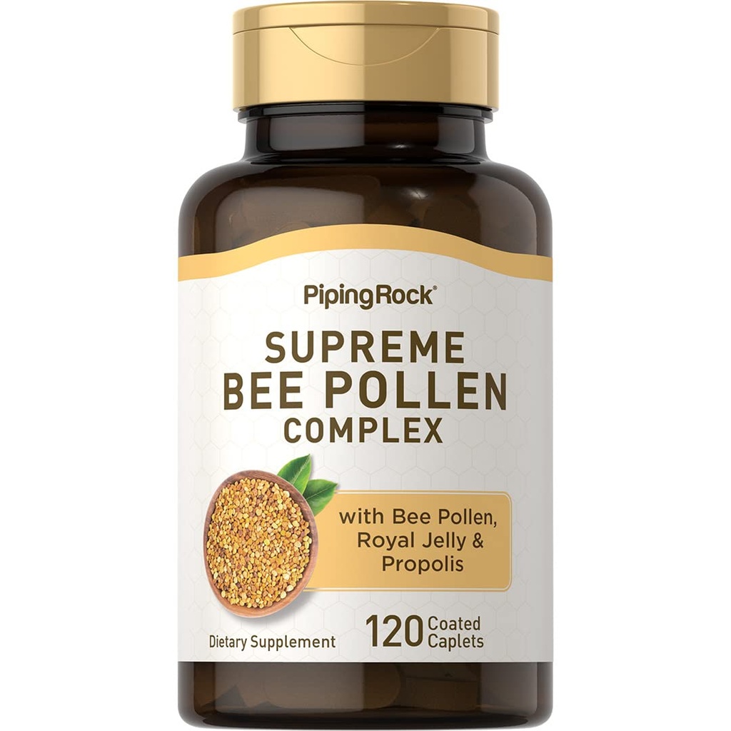 Piping Rock Bee Pollen with Royal Jelly and Propolis|120 모자|여성과 남성을위한 복잡한 보충 | Non-GMO, 글루텐 무료
