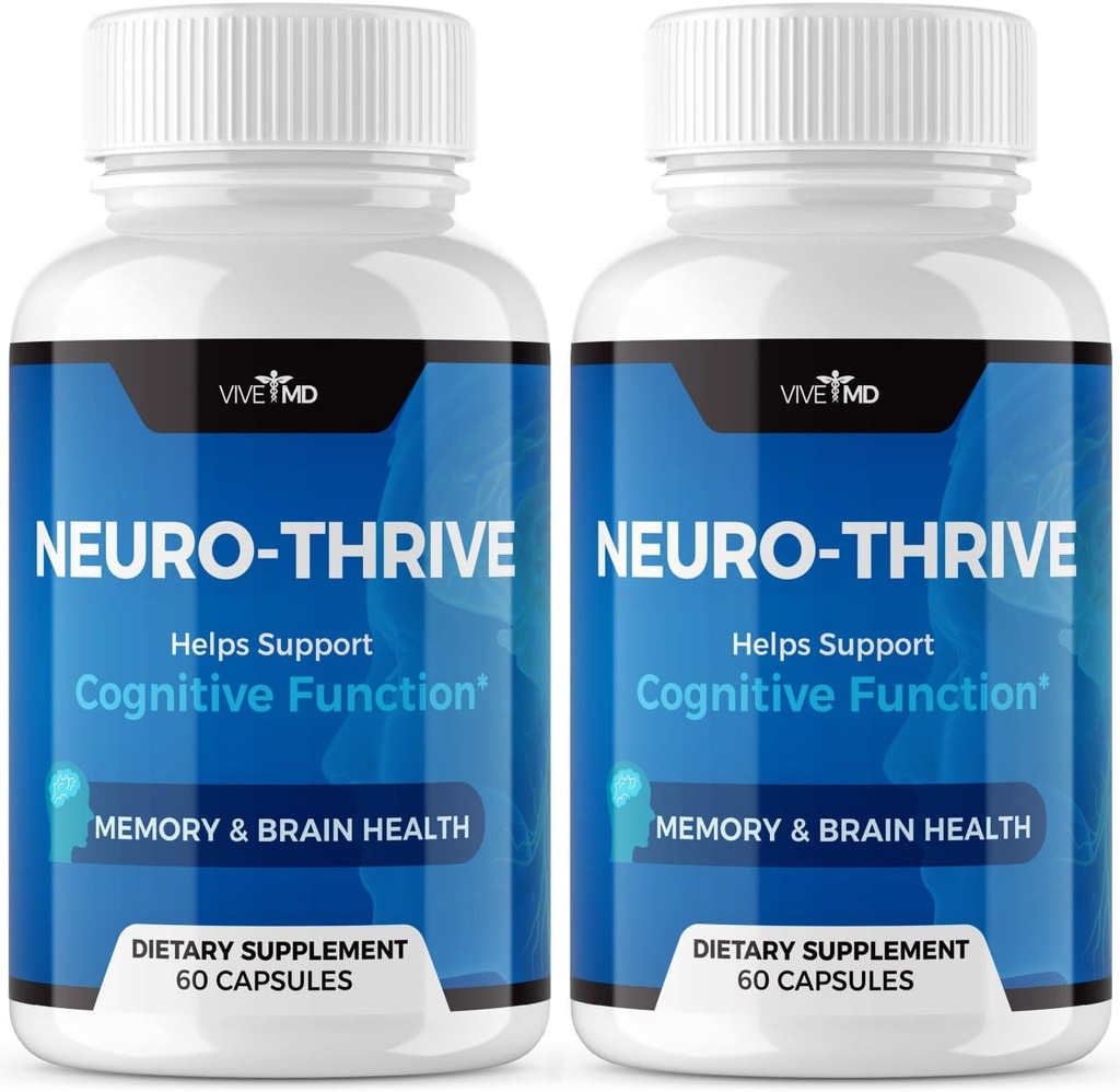VIVE MD Neuro Thrive Brain Supplement - 공식 공식 - 신경 Thrive PQQ, Ginkgo Biloba 추출물, Siberian Ginseng 추출물 (2 팩)을 가진 여분 힘을 위한 신경 위협