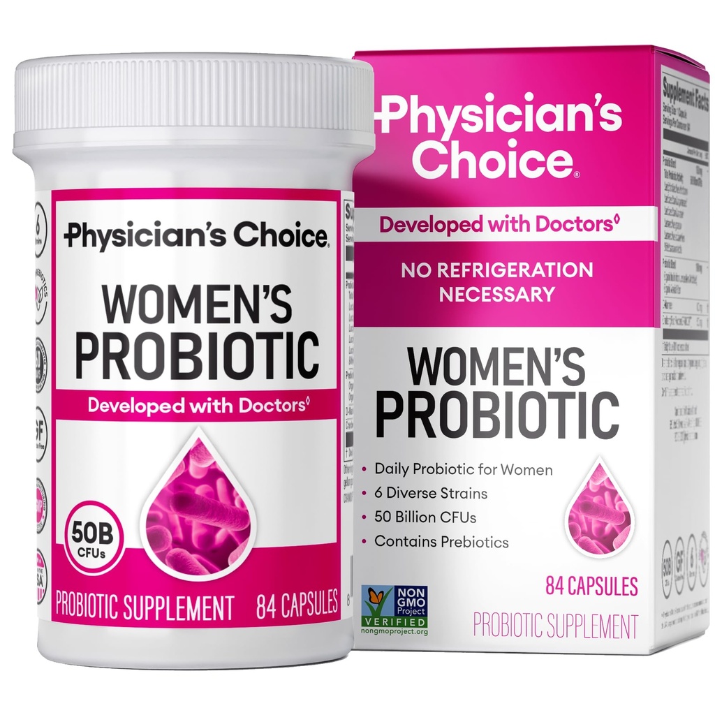 여성을위한 Physician 's Choice Probiotics - PH Balance, Digestive, UT, & Feminine Health - 50 억 CFU - 여성을위한 6 개의 독특한 Strains - 유기 Prebiotics, Cranberry Extract+ - 여성 Probiotic - 84 CT