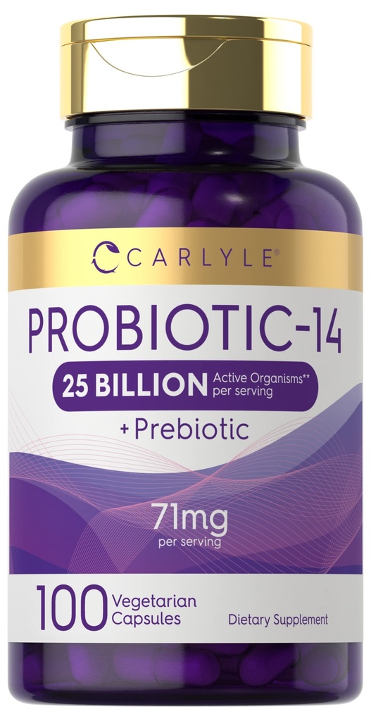남자와 여자를위한 Carlyle Probiotics | 25 억 CFU | 프리 바이오 틱스 | 100 캡슐 | 채식주의, 비 GMO, & 글루텐 무료 보충