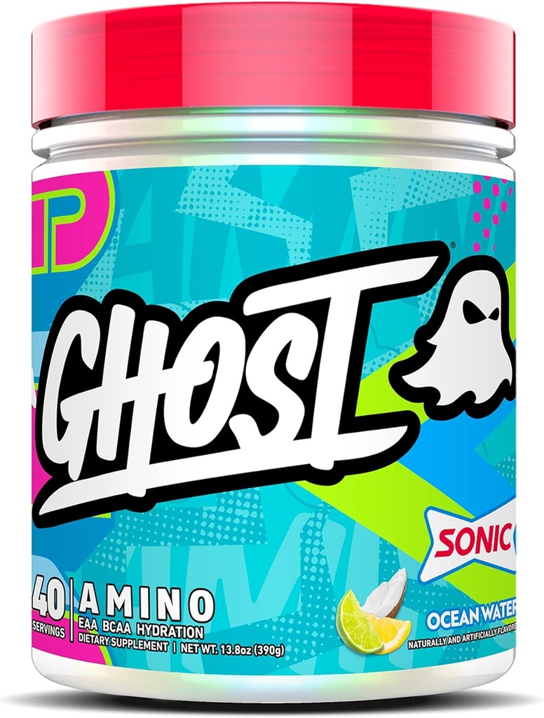 GHOST 아미노산: 필수 아미노산 보충교재, 소닉 대양 물 - 40의 서빙 - 수화와 회복을 위한 Intra-Workout 분말 4.5g BCAA & 5.5g EAA - Soy & 글루텐 자유로운, Vegan