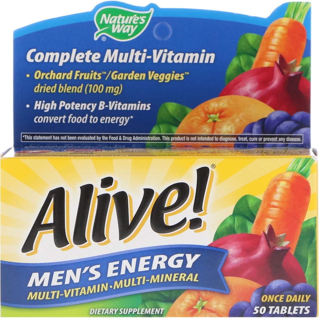 자연의 길 살아! 남자의 에너지 완전한 Multivitamin, 높은 힘 B 비타민, 50의 정제