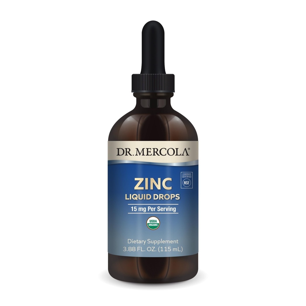 Mercola 아연 액체 드롭 박사 - Immune 및 Organ Health 지원 - 15 mg 유기 아연 액체 드롭 - USDA 유기 - NSF 인증 - 비 GMO, 글루텐 프리 & Soy-Free - 3.88 fl oz (28 서빙)