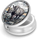 Pill Box-3 Compartment Purse & Pocket Mini Metal Pill Holder Travel Pill Container를 위한 작은 알약 케이스는 비타민 BPA-Free (Rhinoceros)를 보유합니다