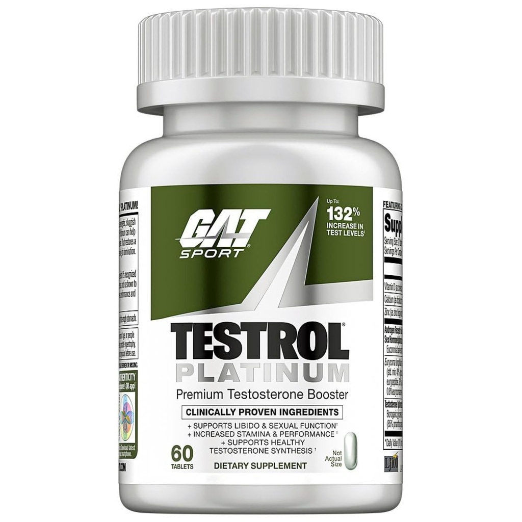 Testrol 플래티넘, GAT Sport Stamina + Libido + 테스토스테론 Boost, Boron, 비타민 D, 아연, 60 정제로 남자를 위한 시험 부스터