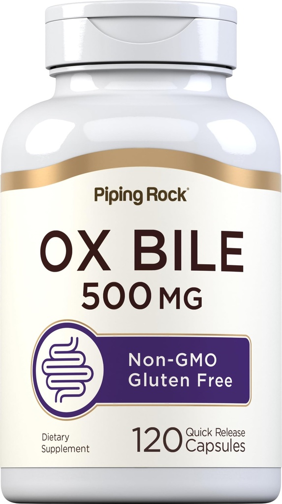 Piping Rock Ox Bile Supplement 500mg | 120 캡슐 | 소화 효소 | 비 GMO, 글루텐 무료