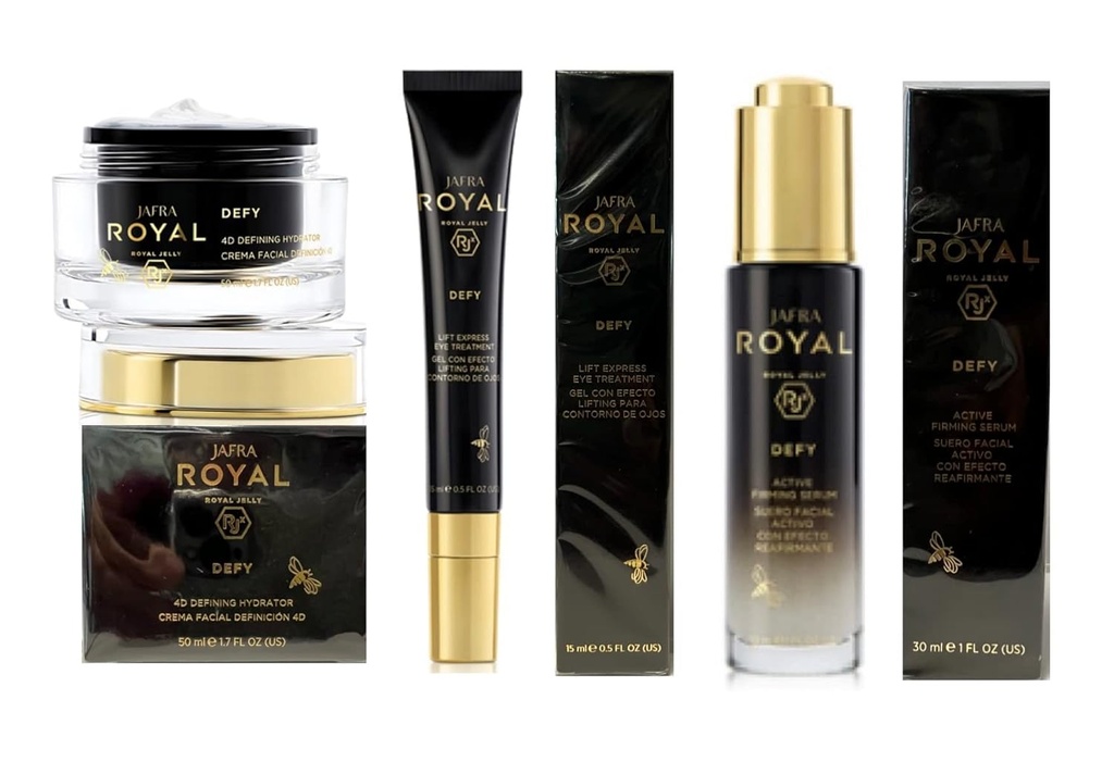 Jafra Royal Jelly Defy Trio-4D Defin Hydrator/Active Firming Serum/Eye 트리트먼트