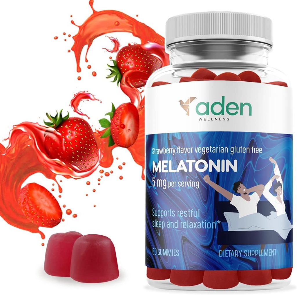 성인과 청소년을위한 여분의 힘 Melatonin Gummies - 봉사 당 5 mg - 자연적인 원조 - 좋은 밤의 휴식을위한 Calm Gummies - 60 Chews
