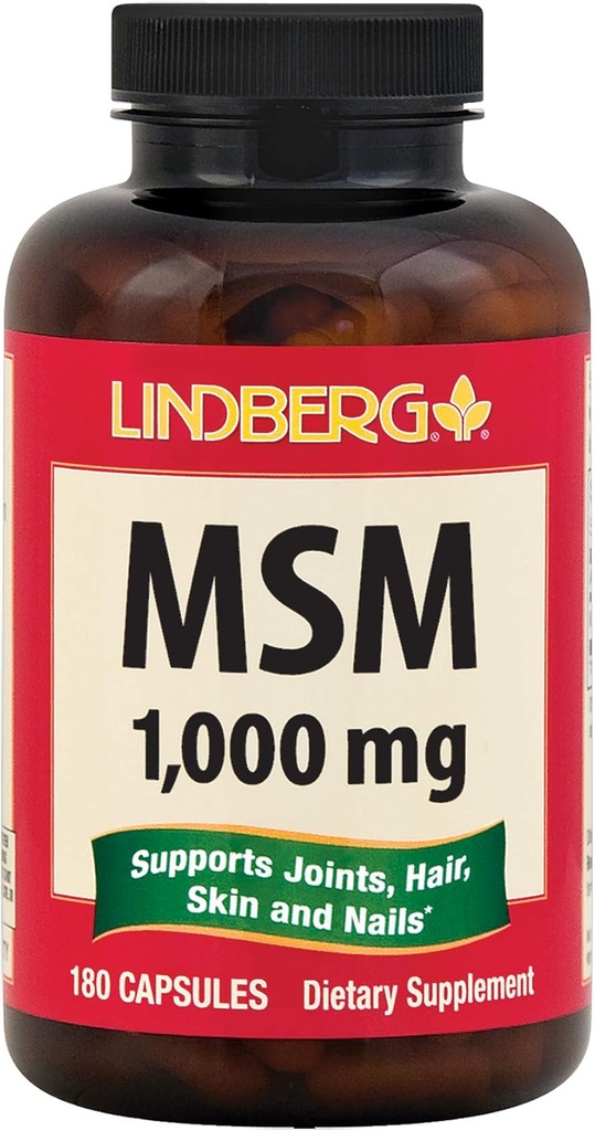 MSM 캡슐 | 1000mg | 180 개 | 황 | 비 GMO, 글루텐 프리 보충교재 | Lindberg
