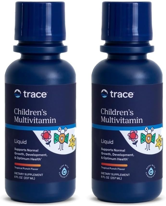Trace Minerals | 아이의 멀티 | 비타민 C, 아연, 미네랄이 있는 액체 멀티비타민 보충 | 아이들의 건강한 뼈와 면역성을 지원 | 천연 감귤  펀치 맛 | 96 서빙, 8 fl oz (2 팩)