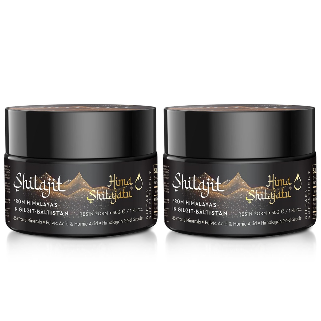 Shilajit 순수한 Himalayan 유기 Shilajit 수지 - Fulvic 산을 가진 금 급료 100% 순수성 Shilajit & 에너지 & 면역 지원을 위한 85+ 추적 광물 단지, 2 (4 달 공급)의 팩
