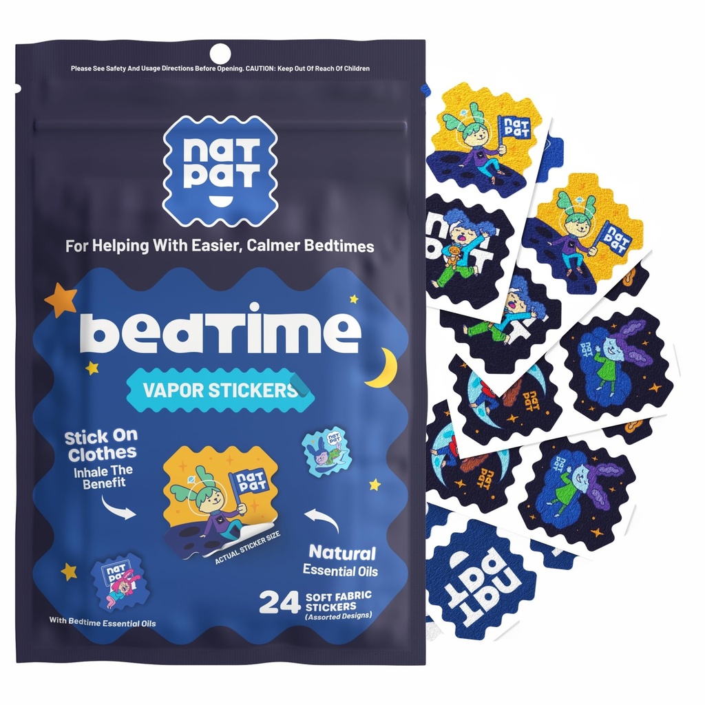 NATPAT Sleepy Patch Bed Time Stickers for Kids - Sleep Promoting Patch - 더 나은 수면을위한 비 독성 솔루션 - 화학 및 약물 무료, 멜라토닌 무료 - 버즈 패치 천연 패치 (24 팩)