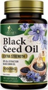 Black Seed Oil Softgels 1000mg - 프리미엄 Nigella Sativa Blackseed, 순수 천연 블랙 Cumin Seed Oil & Antioxidant for Skin & Immune Support - 미국 보충 - 180 Softgels