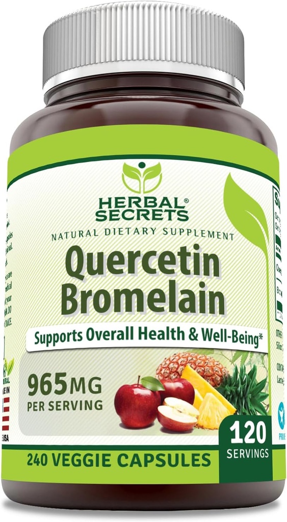 허브 시크릿 케르세틴 800mg Bromelain 165mg, Veggie 캡슐 보충 | 비 GMO | 글루텐 무료 | 미국에서 제작 (965 mg, 240, 카운트)