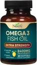 오메가 3 물고기 기름 보충교재 2400 mg - 세 배 힘 EPA & DHA 물고기 기름 오메가 3의 정유 Softgels, 뇌 & 심장 건강 지원 보충교재, 글루텐 자유로운 비 GMO, 60 Softgels