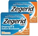 Zegerid OTC, Omeprazole 플러스 나트륨 중탄산염, 24 시간, Proton 펌프 Inhibitor (PPI), Heartburn 약, 산성 흡진기, 2 42ct 판지