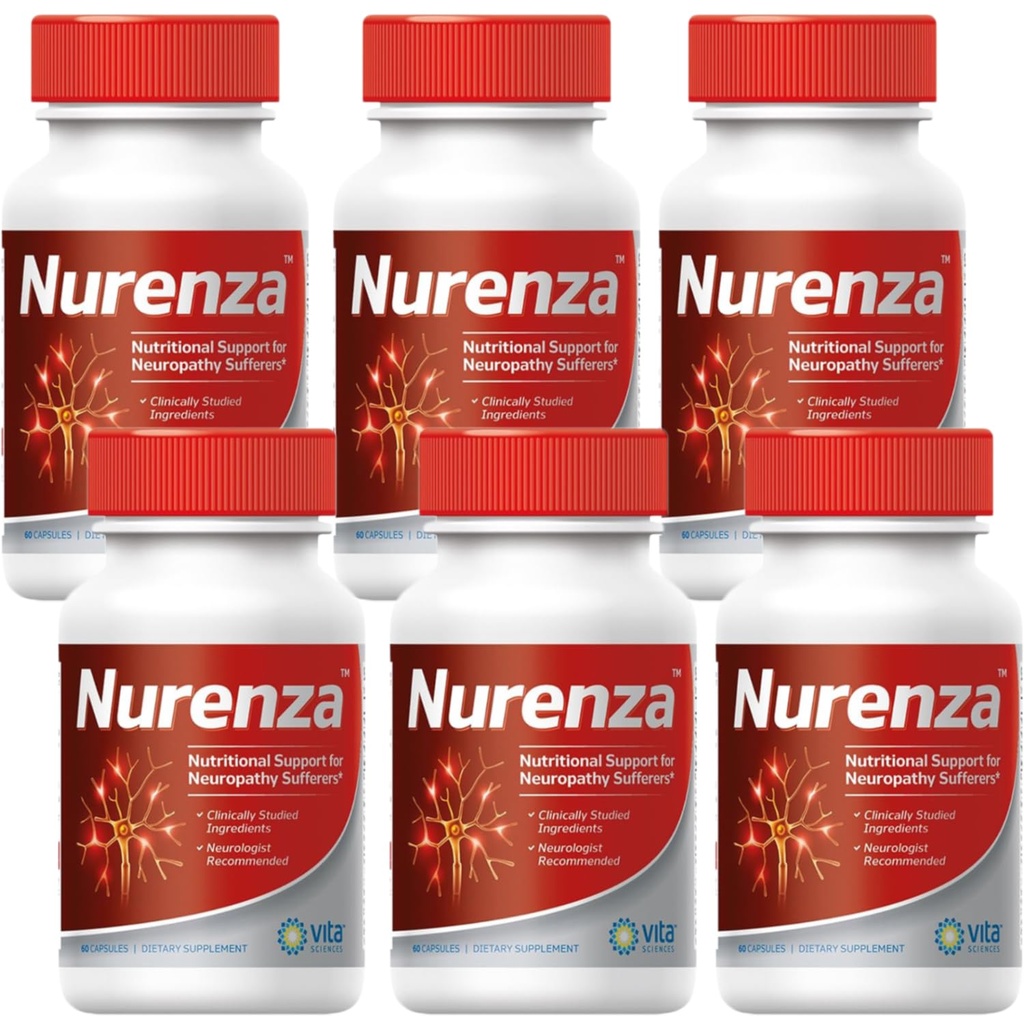 Vita Sciences Nurenza Neuropathy Relief Supplement 40x Strength Nerve Health, Fast Repair w/ Vitamins, Antioxidants Revitalizing feet, Hands, Leg, Toes. 60 Ct. - 팩 6