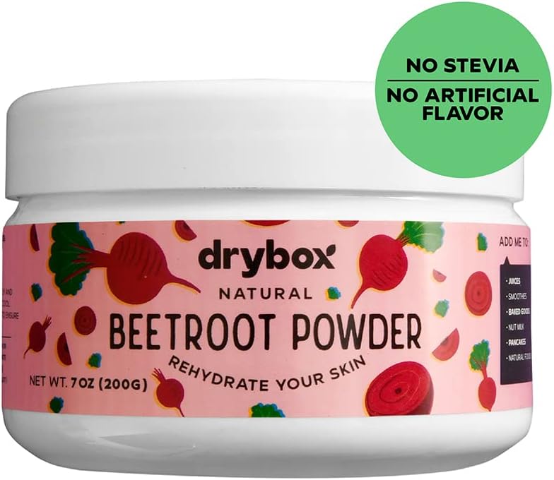 Drybox Beetroot 분말, 순수한 비 GMO 베레 슈퍼 푸드, 니트로 산화물 부스터, 7 온스 (200 그램)