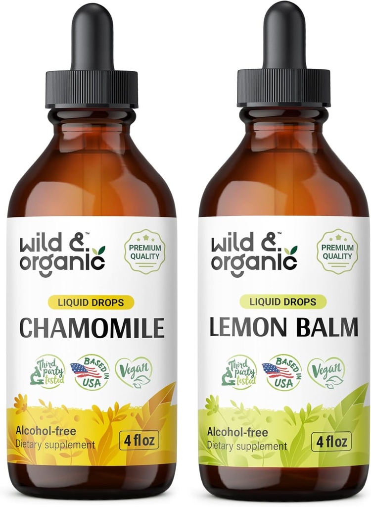 야생 & 유기 Chamomile Tincture 4 fl oz & 레몬 Balm Tincture 4 fl oz