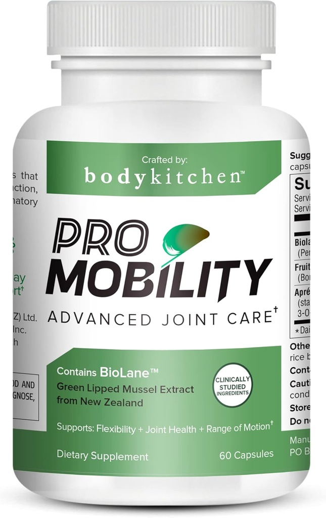몸 부엌 ProMobility 합동 & 근육 지원 – 1050 mg 녹색 담궈진 Mussel 추출물, FruiteX-B® & Mobility & Comfort (60의 캡슐)를 위한 Boswellia