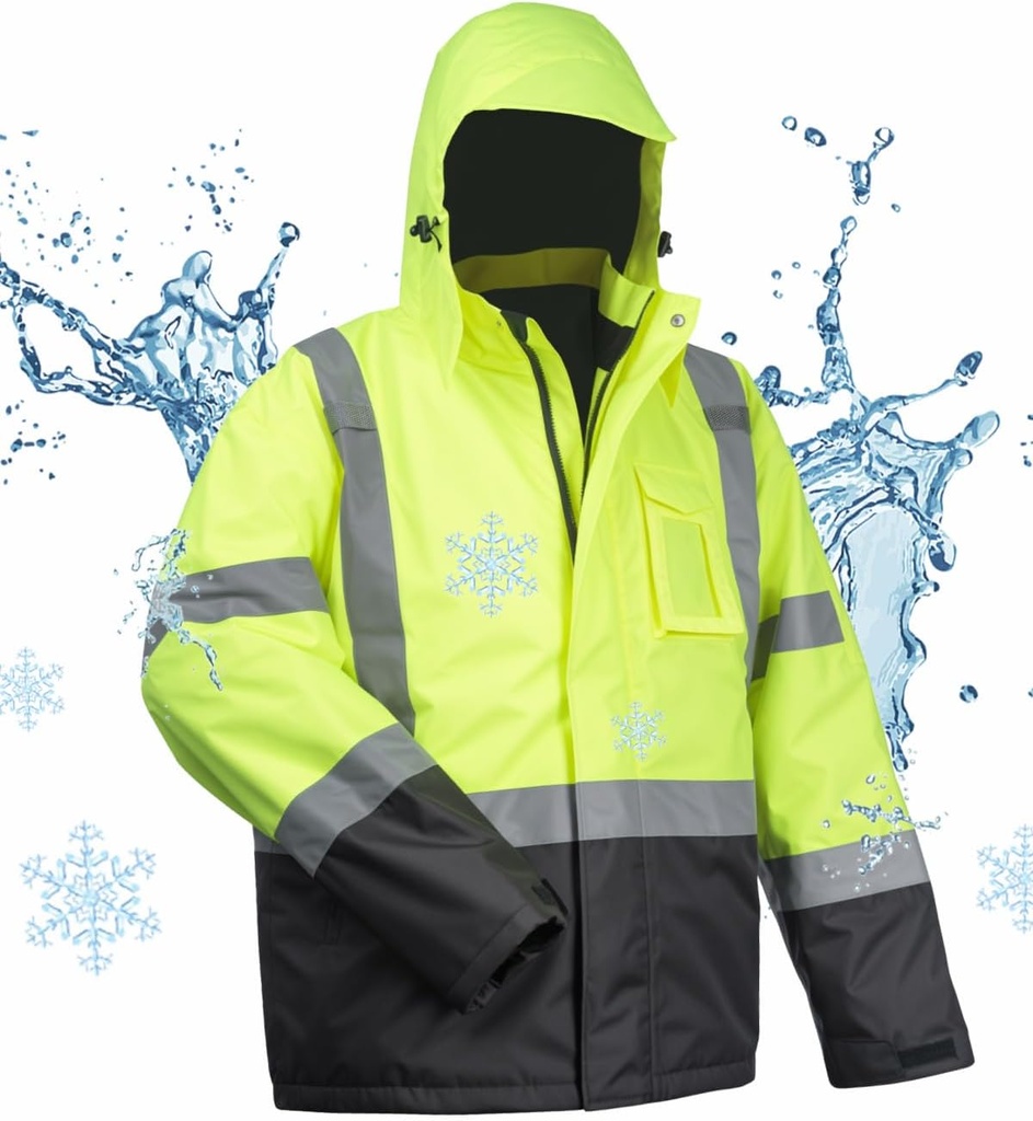 장식새김 100% 남자를 위한 방수 안전 재킷, Hi Vis Reflective 일 재킷, 찬 날씨를 위한 건축 비 외투