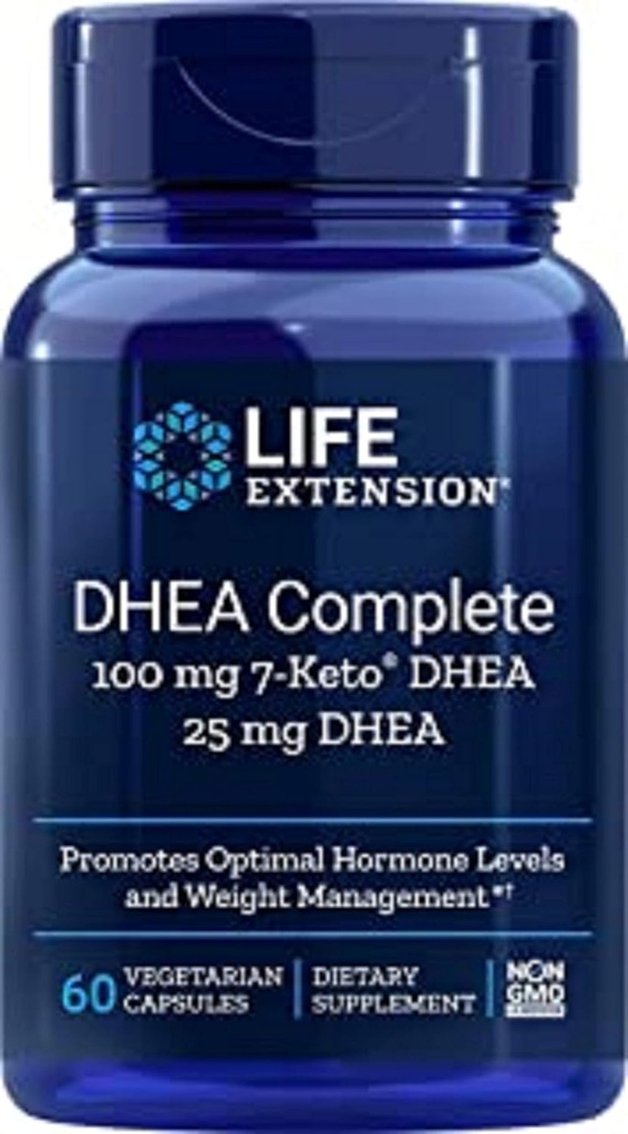 수명 연장 DHEA, 100 mg 7 Keto DHEA, 25 mg DHEA, 60의 캡슐을 완료하십시오