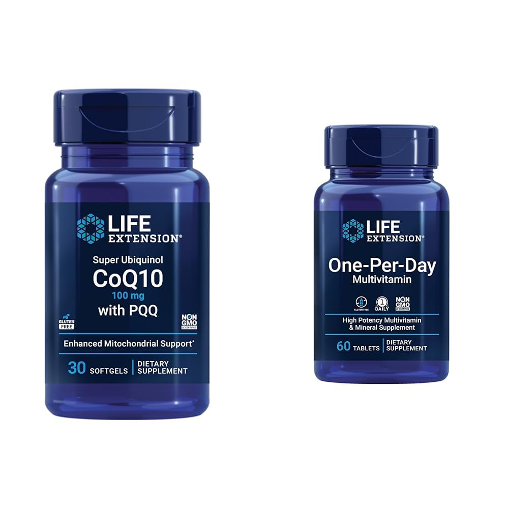 PQQ, CoQ10, PQQ, shilajit, Heart Health & One-Per-Day Multivitamin을 사용하는 수명 연장 슈퍼 Ubiquinol CoQ10 - 25 비타민, 미네랄 및 식물 추출물